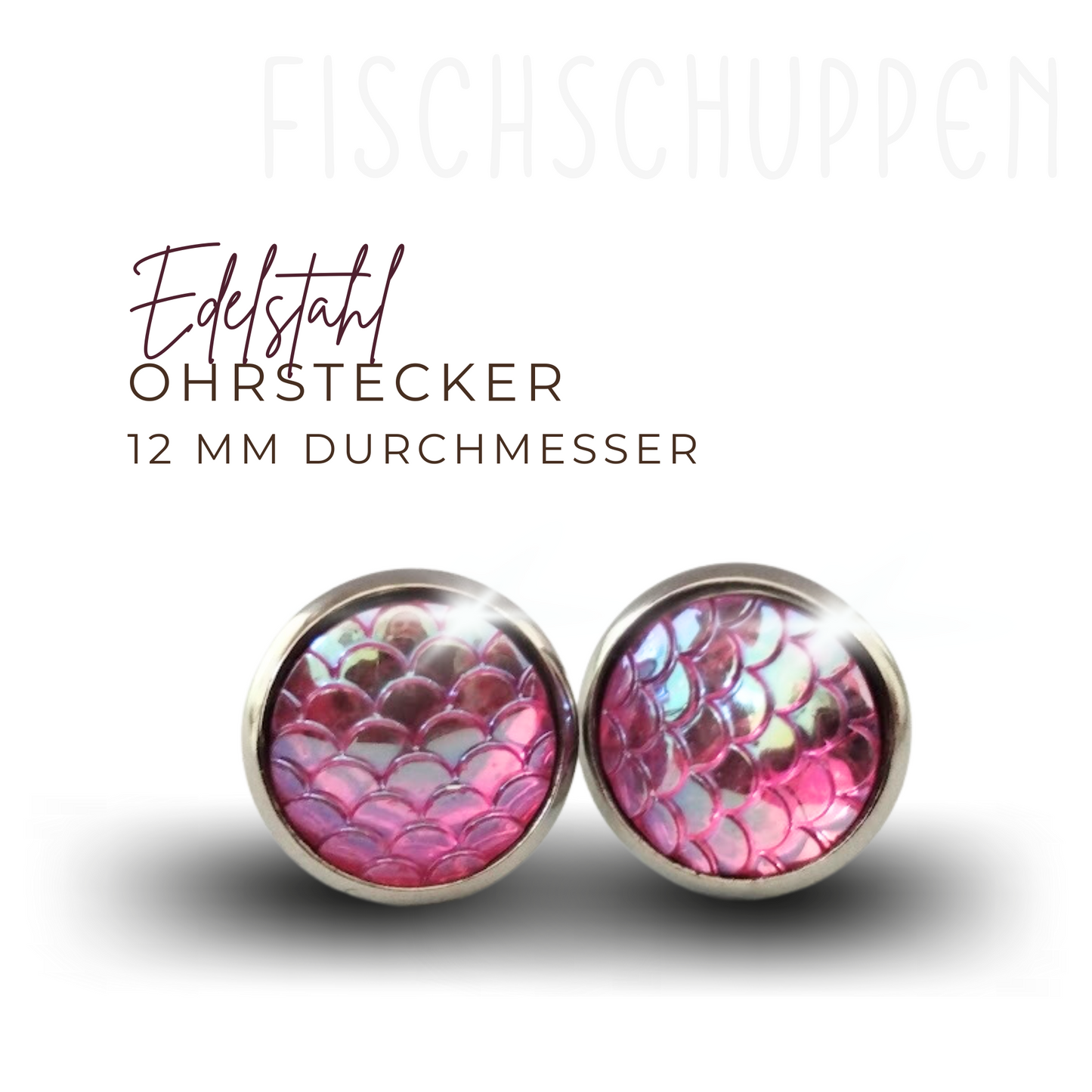 Ohrstecker Edelstahl Fischschuppen rosa/pink, groß