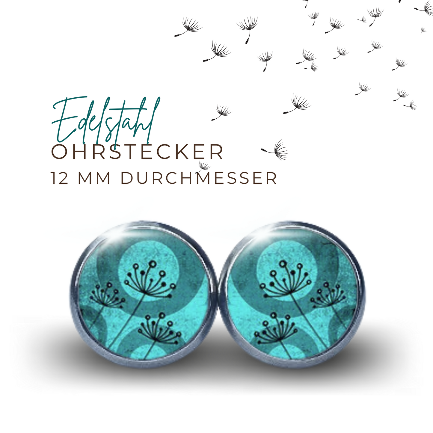 Pusteblume türkis - Edelstahl Ohrstecker