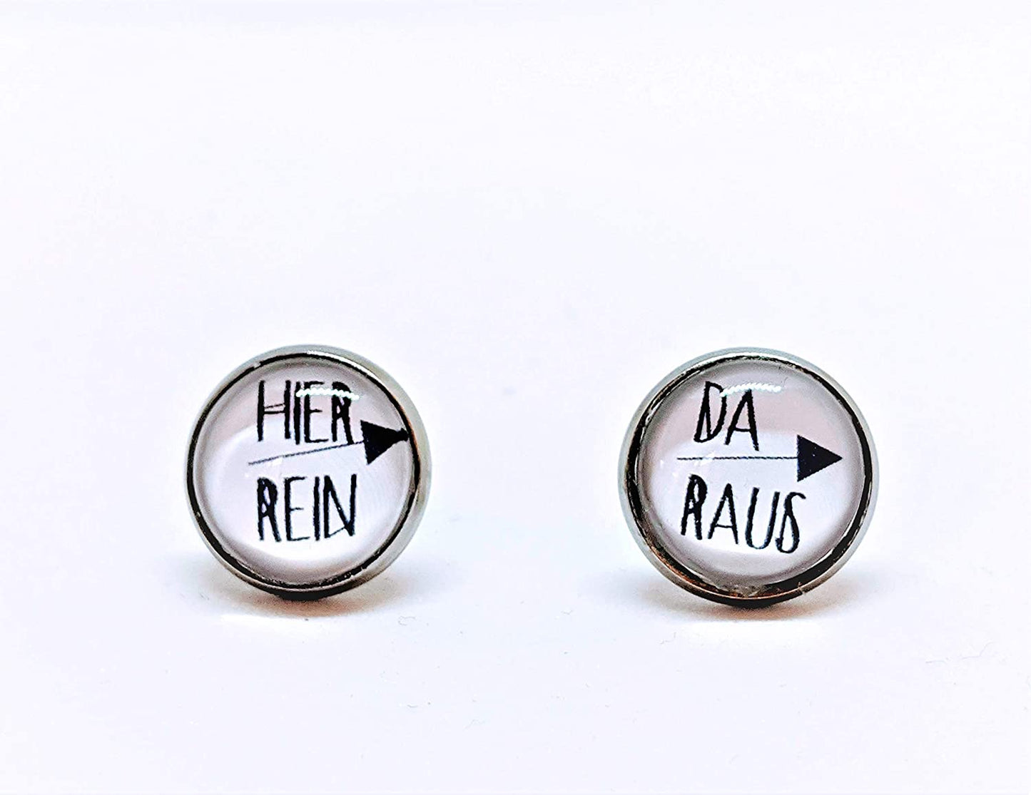 HIER REIN DA RAUS - Edelstahl Ohrstecker