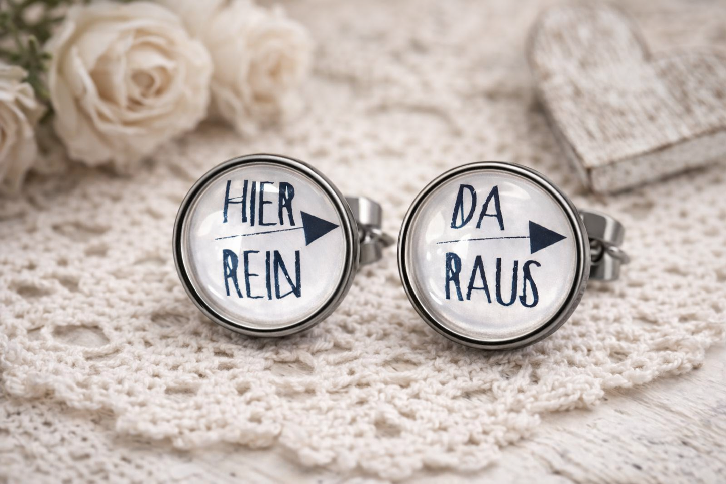 HIER REIN DA RAUS - Edelstahl Ohrstecker