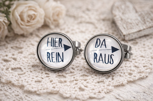 HIER REIN DA RAUS - Edelstahl Ohrstecker