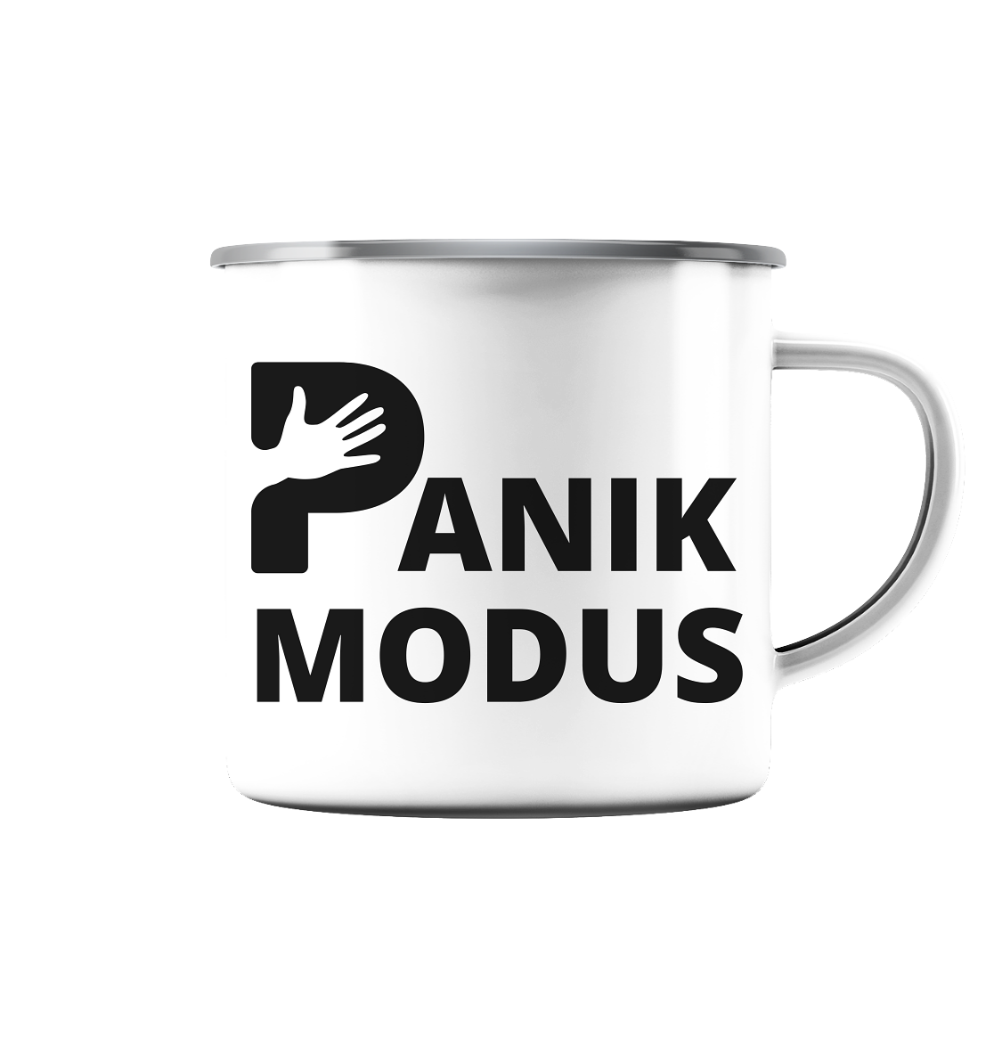 Panikmodus - Emaille Tasse (Silber)