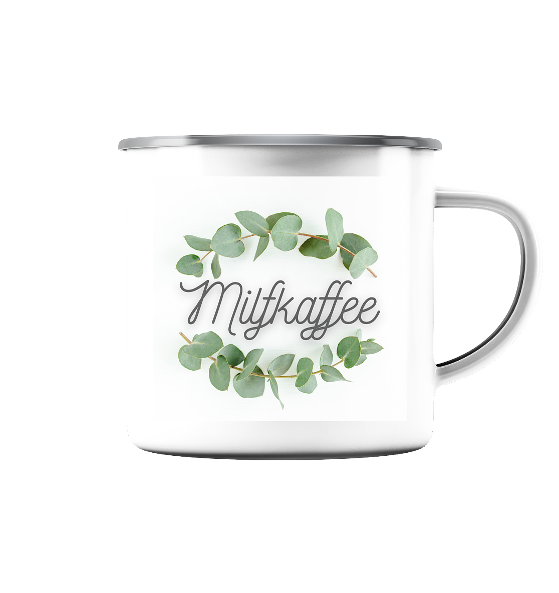 Milfkaffee - Emaille Tasse (Silber)
