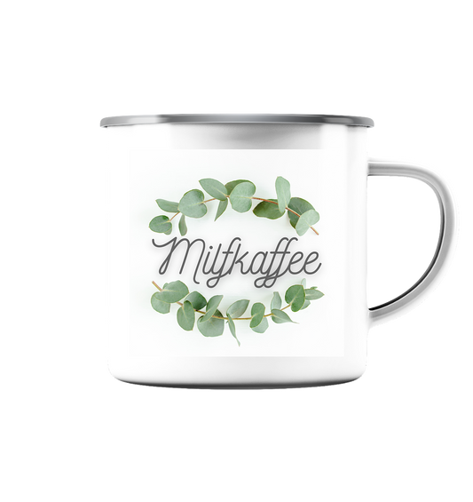 Milfkaffee - Emaille Tasse (Silber)