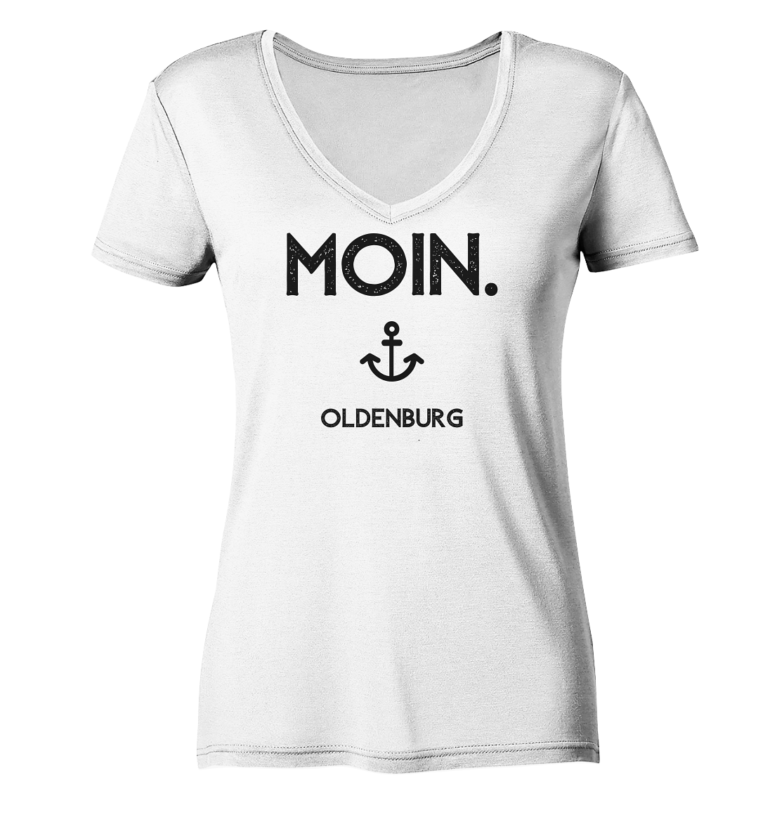 MOIN. Oldenburg - schwarze Schrift - Ladies Organic V-Neck Shirt